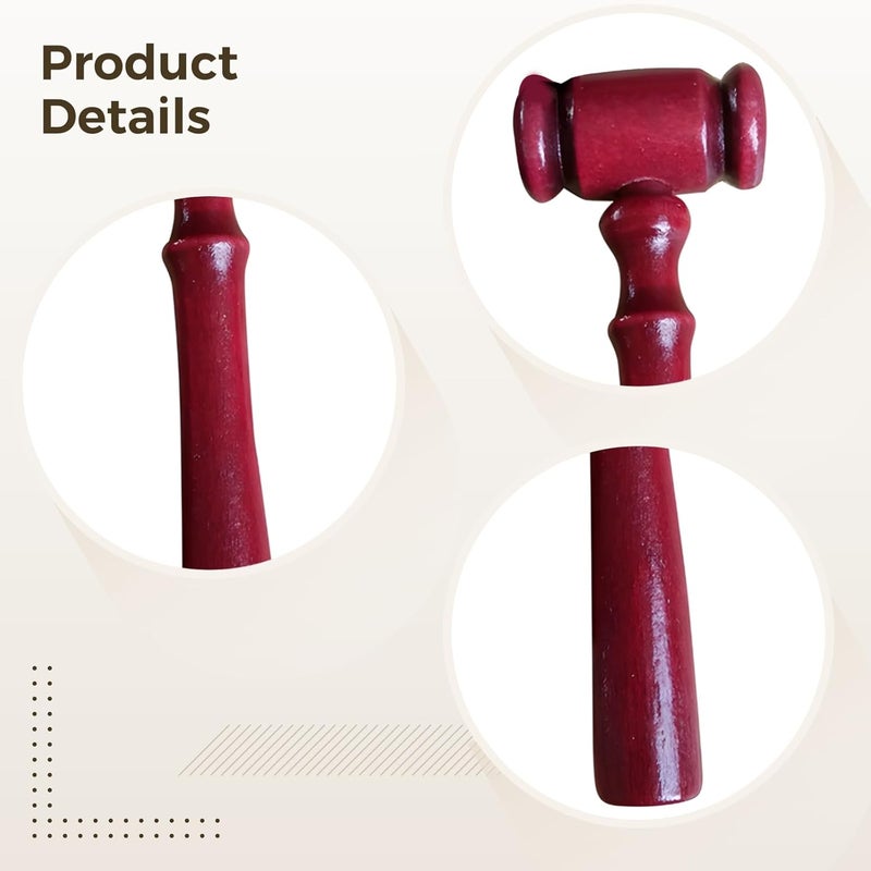 Varku Red Wood Judge Gavel Set, 25 Pcs Party Favors Halloween, Elegant Courtroom Design, Polished Finish, Ideal for Auction and Costume Props, 11CM Judge Mallet - Image 3